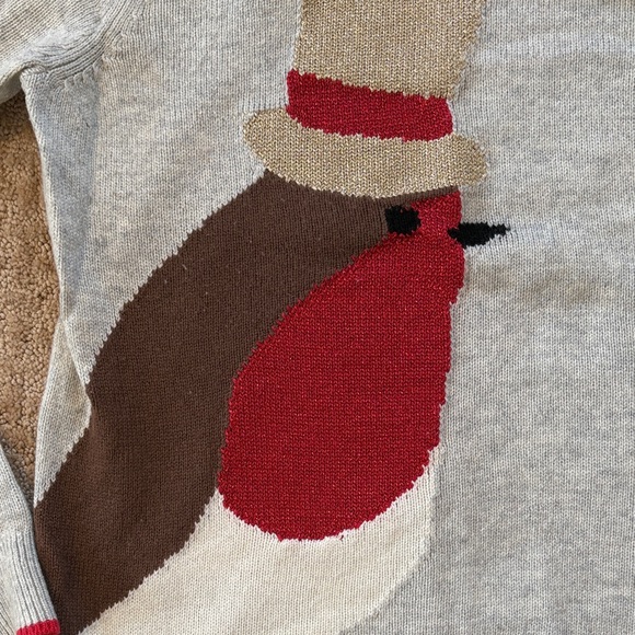 VGUC Boden Gray Sweater with festive Bird Design - Picture 2 of 2